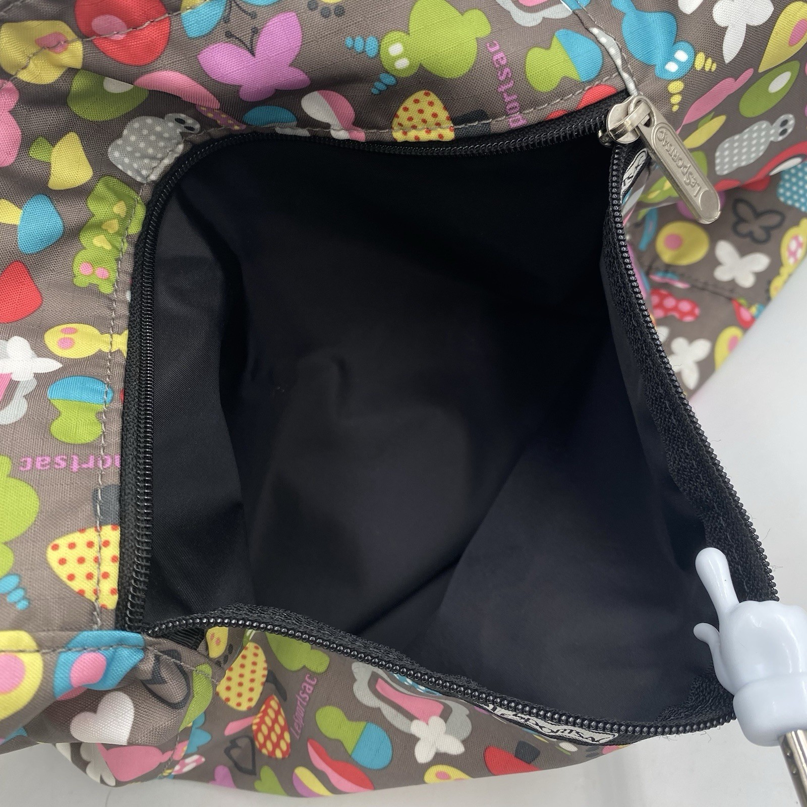 LeSportsac Classic Tote Large Travel Shoulder Bag Reversible Mushroom Butterfly