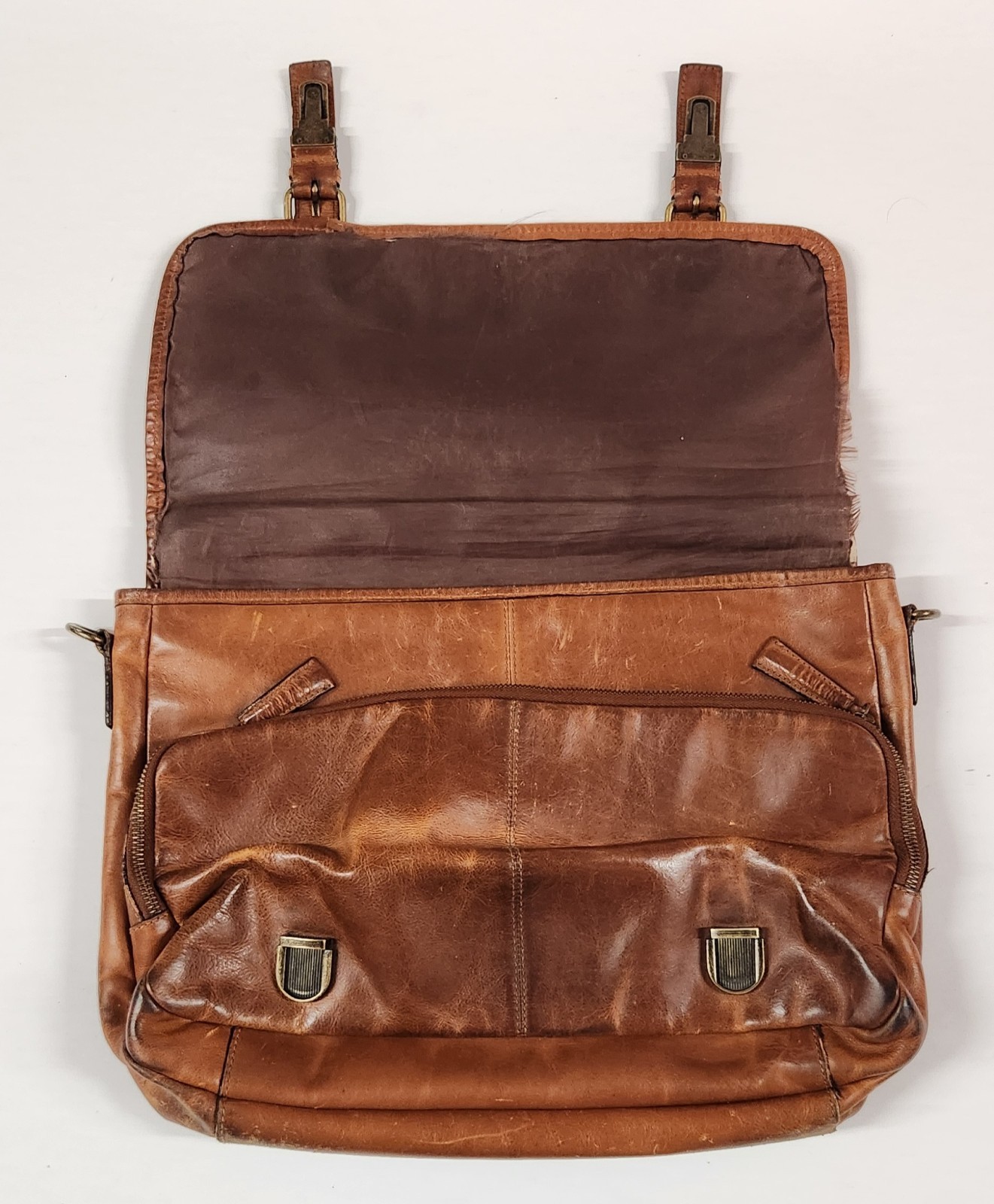 Wilsons Leather Camel Brown Messenger Laptop Computer Bag Briefcase