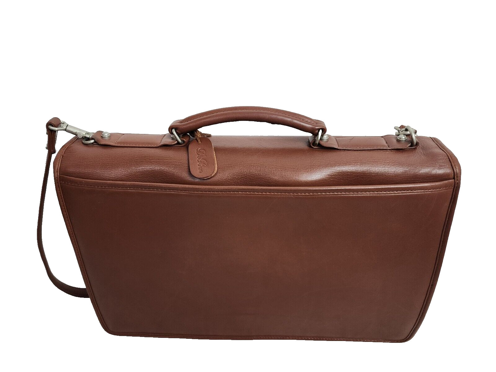 DeBon Saddle River Collection Leather Briefcase Messenger Bag With Number Lock