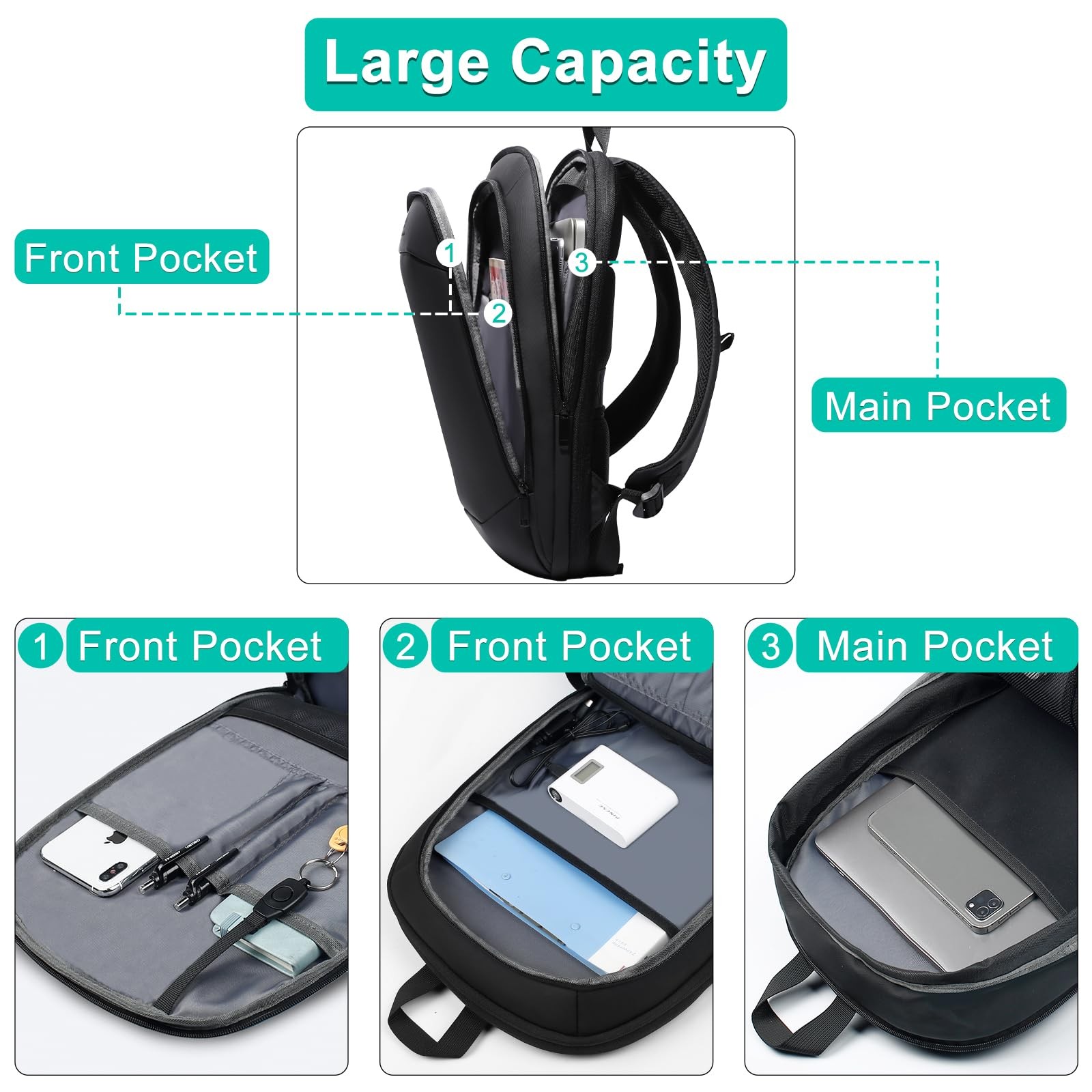 Business Backpack for Men 17 Inch,Slim & Expandable Waterproof Travel Laptop …