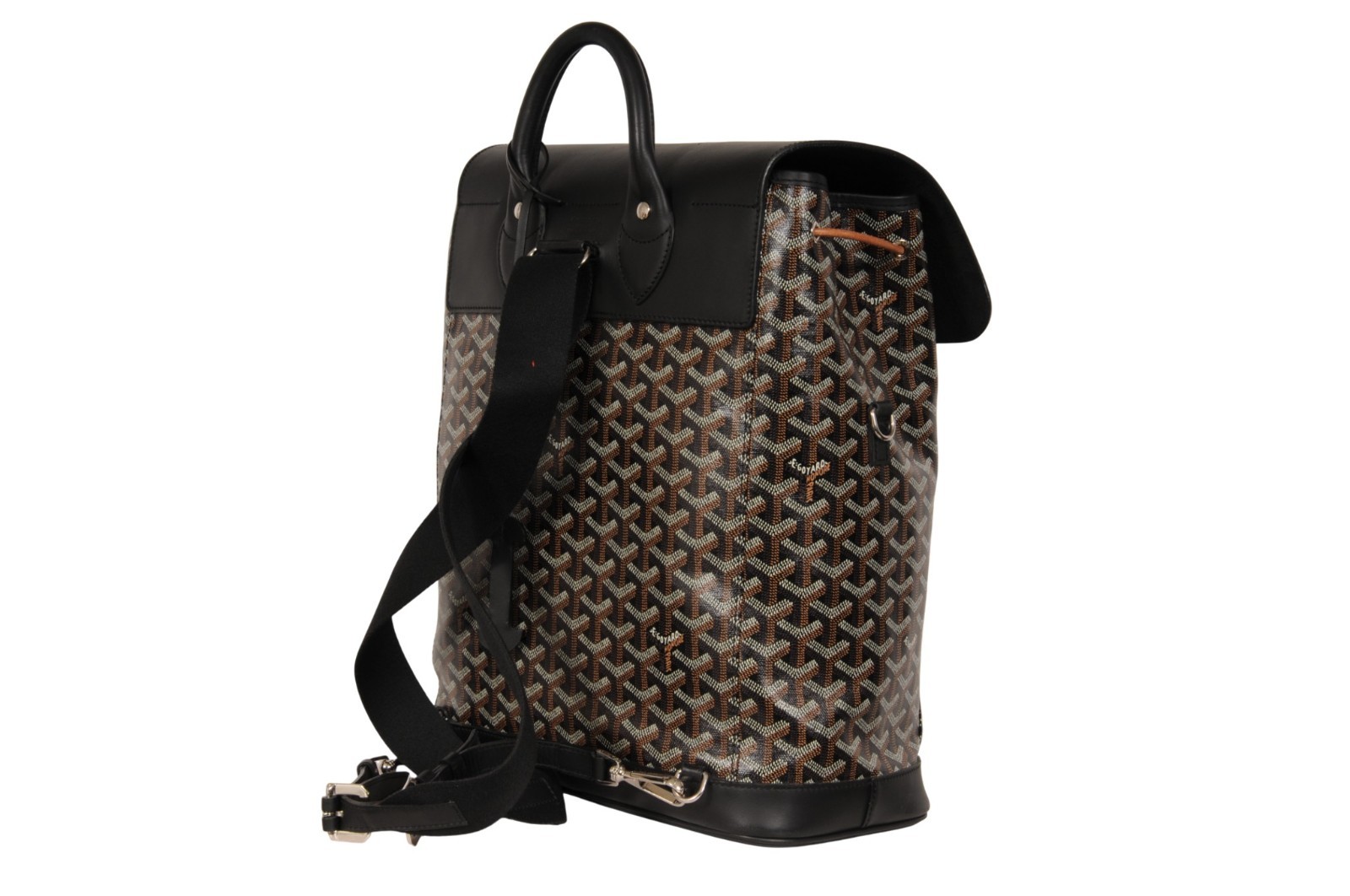 Goyard Alpin MM Backpack Black Leather Drawstring Strap Crossbody Travel Bag