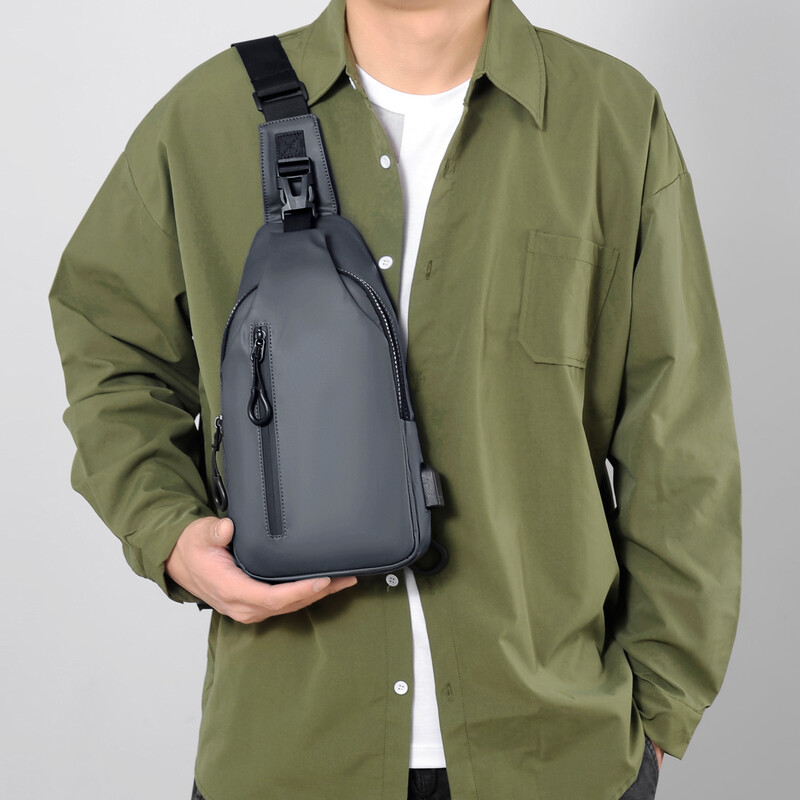 Men’s Crossbody Bag Large Capacity Zipper Front Pack Adjustable Sports Bag Gift