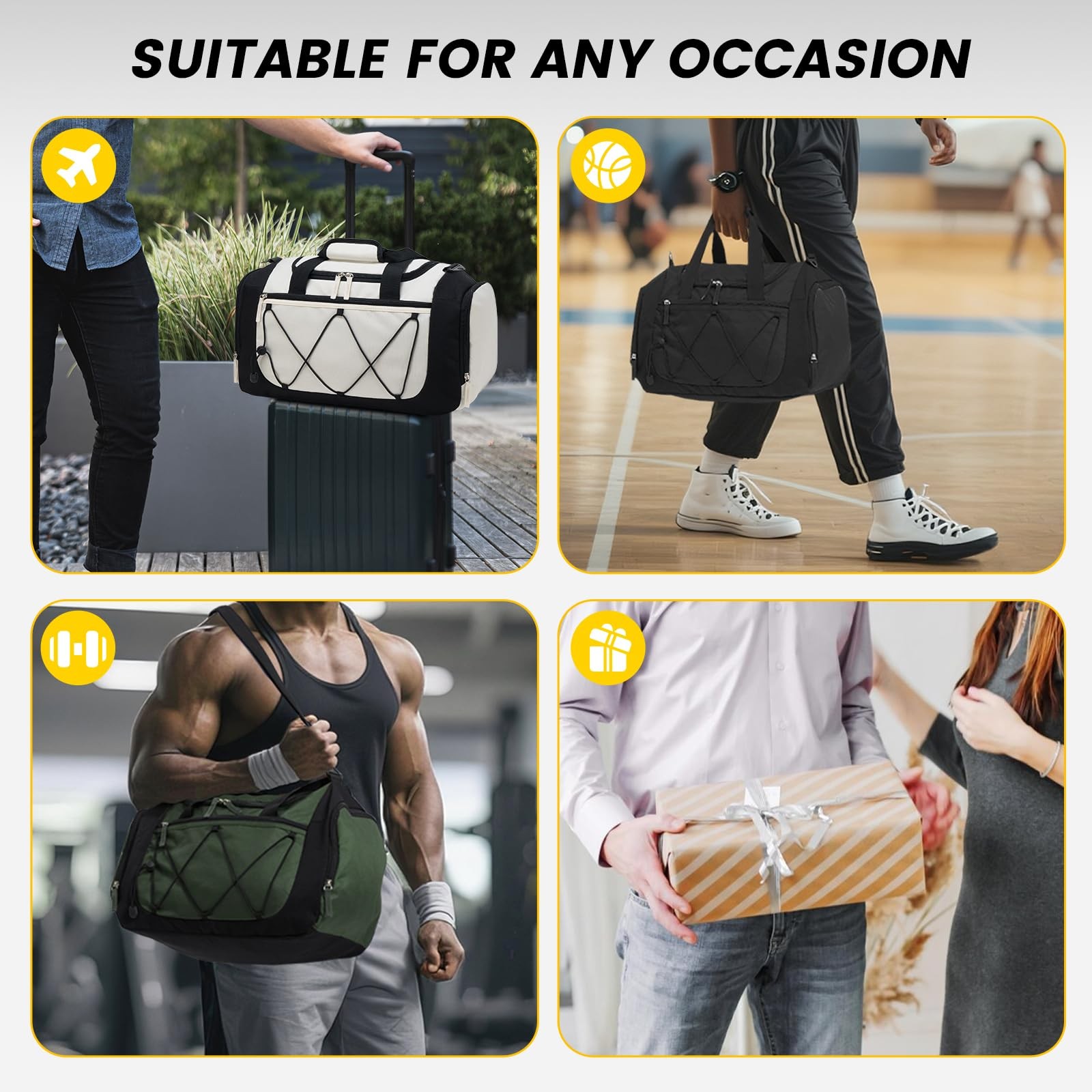 Gym Bag for Men – 18 Inches Small Duffle Bag for Travel Lightweight Duffel Ba…