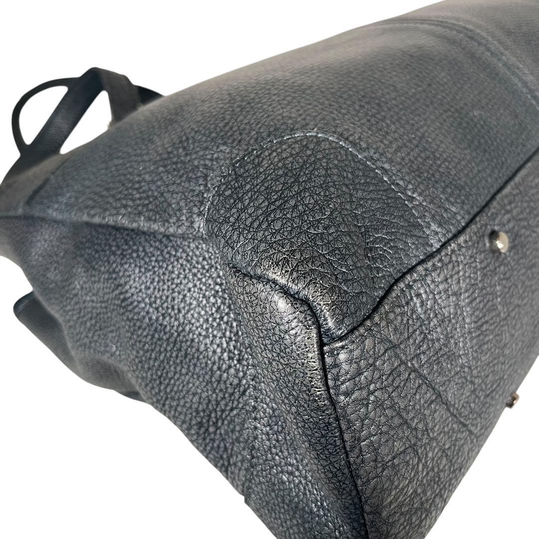 Aniari Grind Gray Leather Tote Bag Charm Authentic Japan