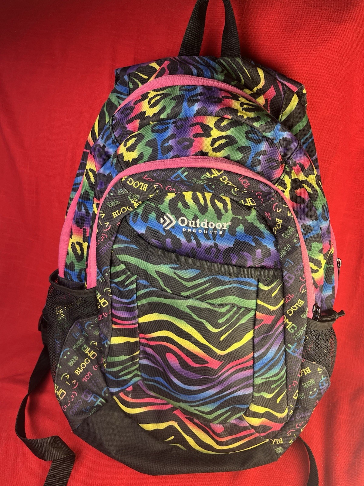 Backpack Adults Kids Leopard and Zebra Print Retro Outdoor Products Rainbow lisa