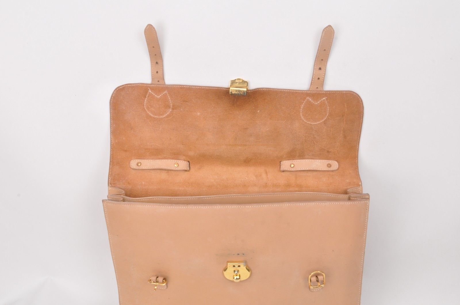 Burberry vintage tan leather briefcase bag