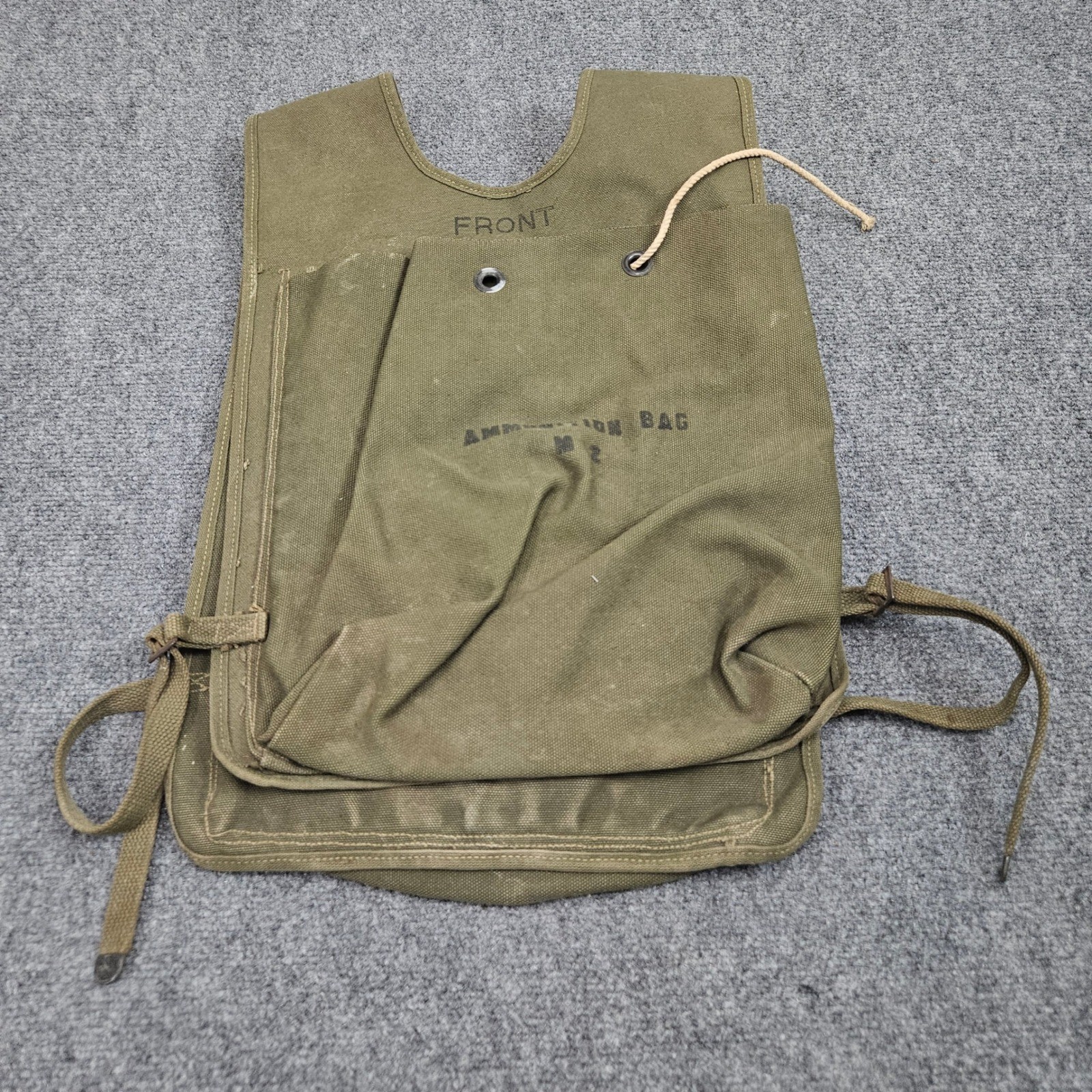 Military Ammunition Bag M2 Olive Green Canvas Field Gear Utility Vintage