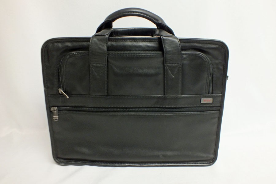 Vtg Tumi Alpha Padded Leather Laptop Organizer Briefcase Attache Black Case 16″