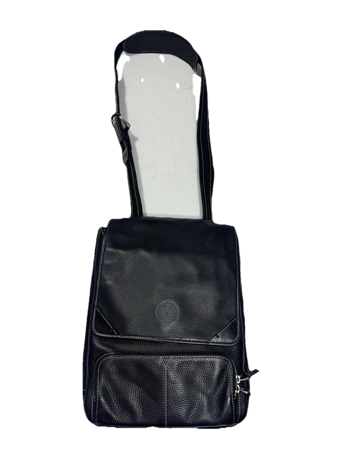 cole haan leather messenger bag Flap Over Black 15x10x3 New Without Tags (80)
