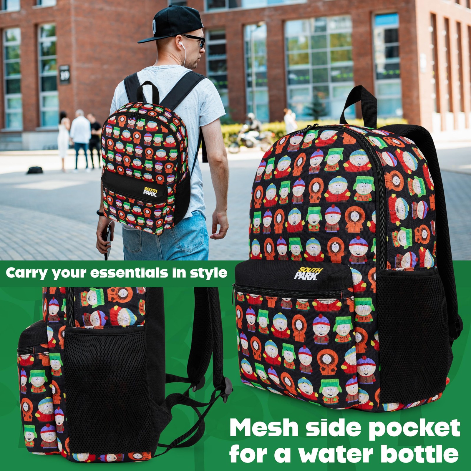 South Park Backpack for Men – All-Over Print Daypack, Gym/School Bag 22L