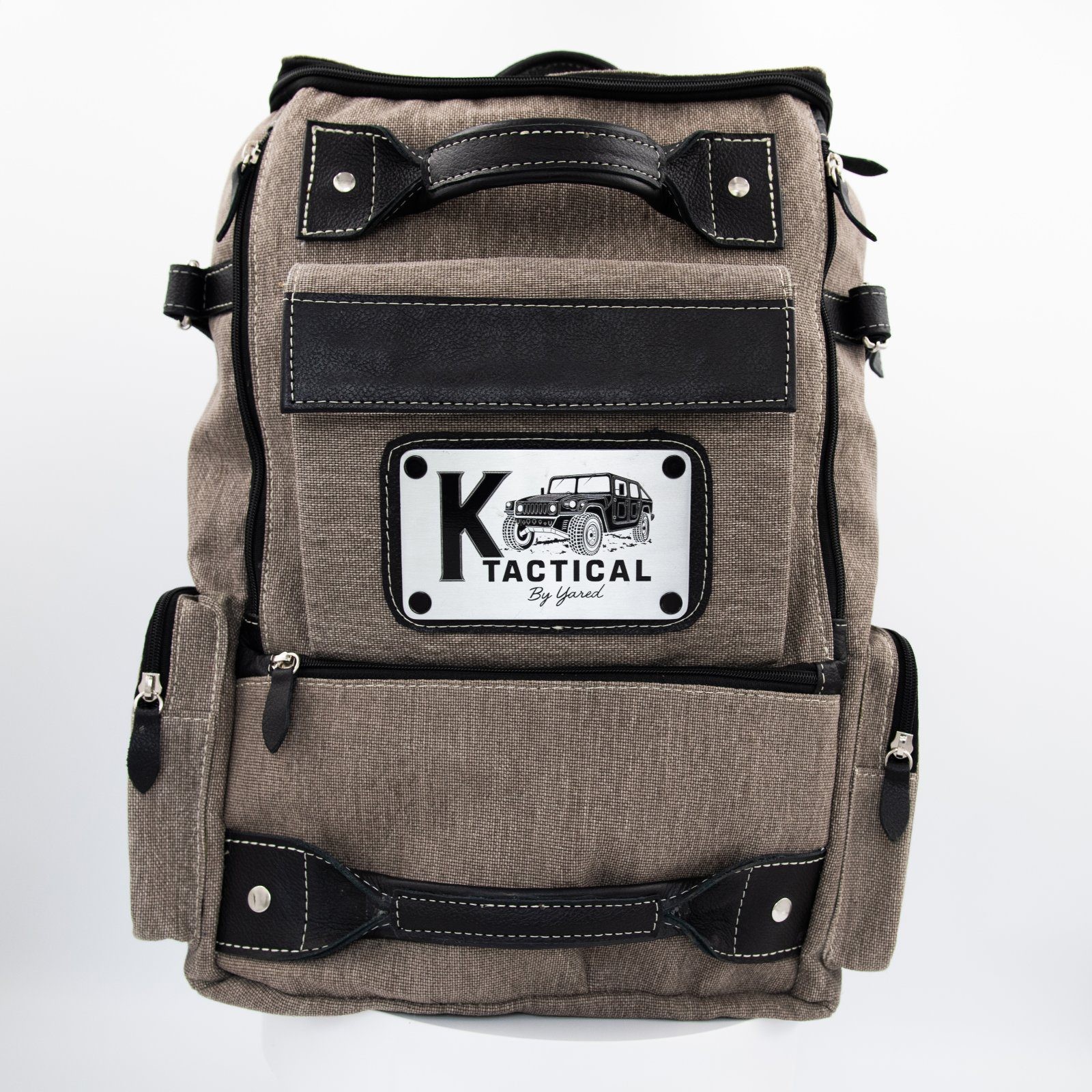 Ktactical USA Gray canvas and black leather Backpack