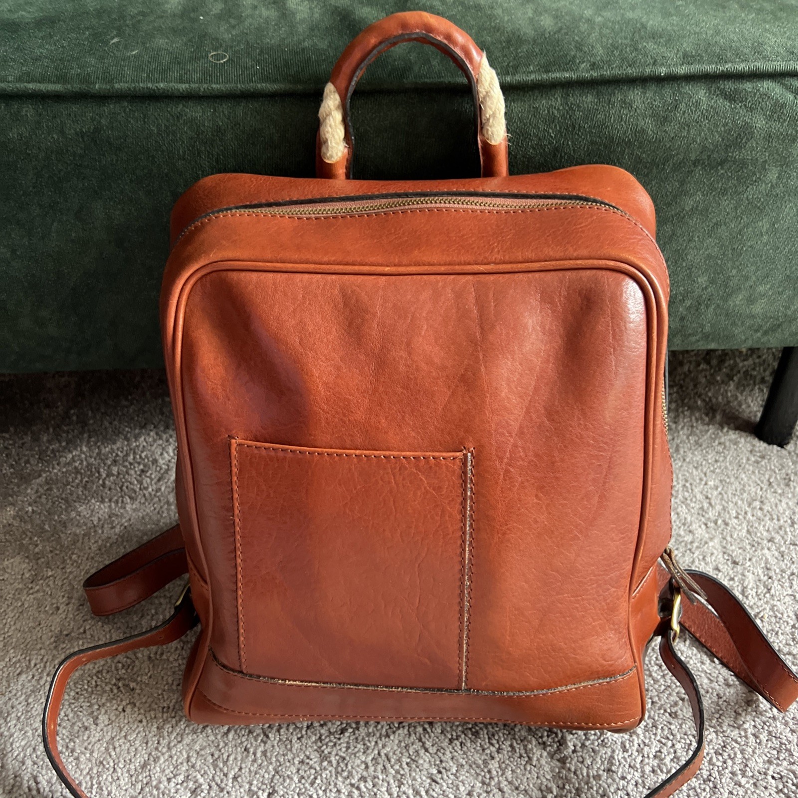 Italian Florence Handmade High Q Genuine Leather Unisex Backpack Made In Italy