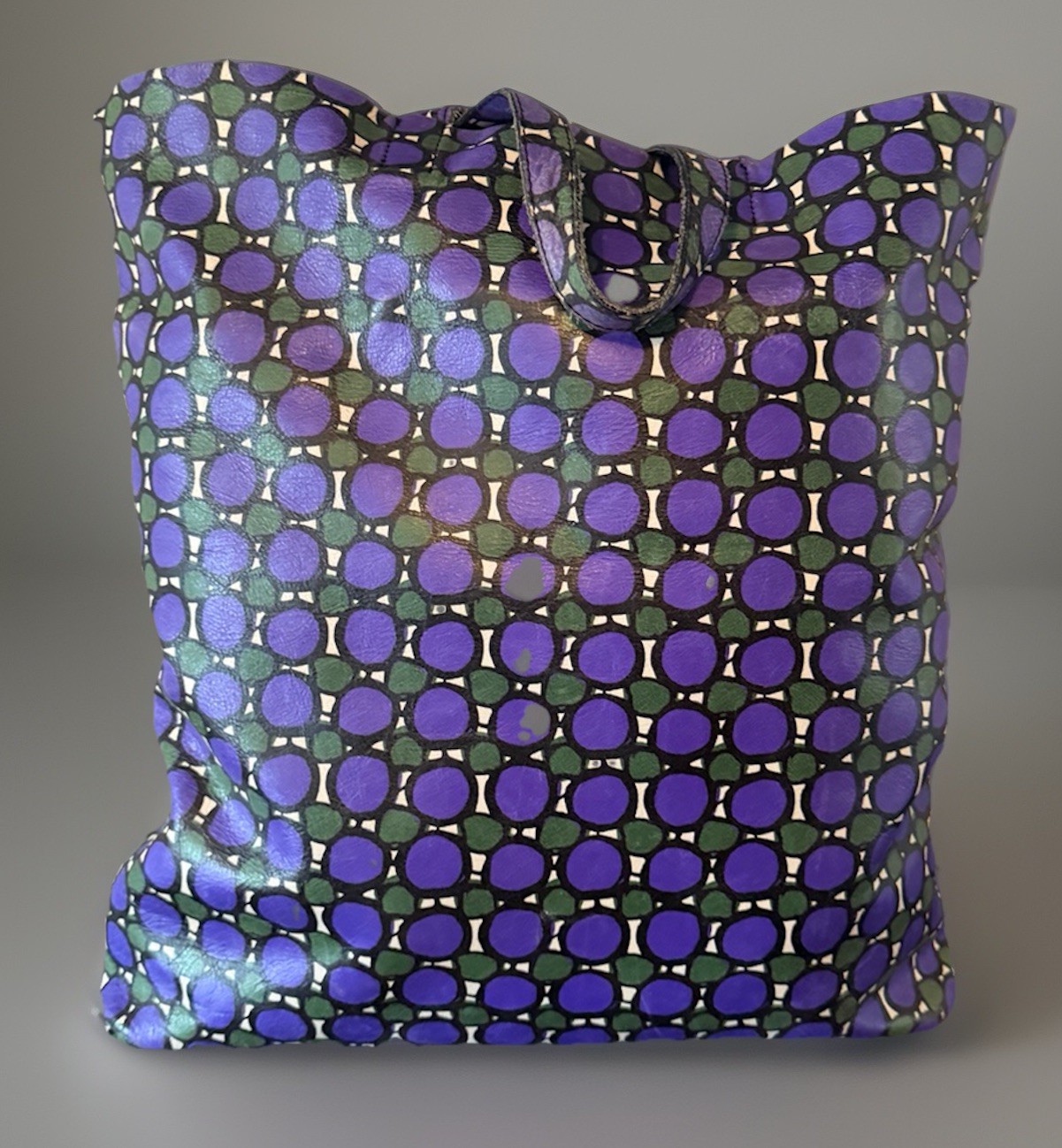 Marni Reversible Tote Bag Mens Unisex Geometric Polka Dot Purple Green Italy
