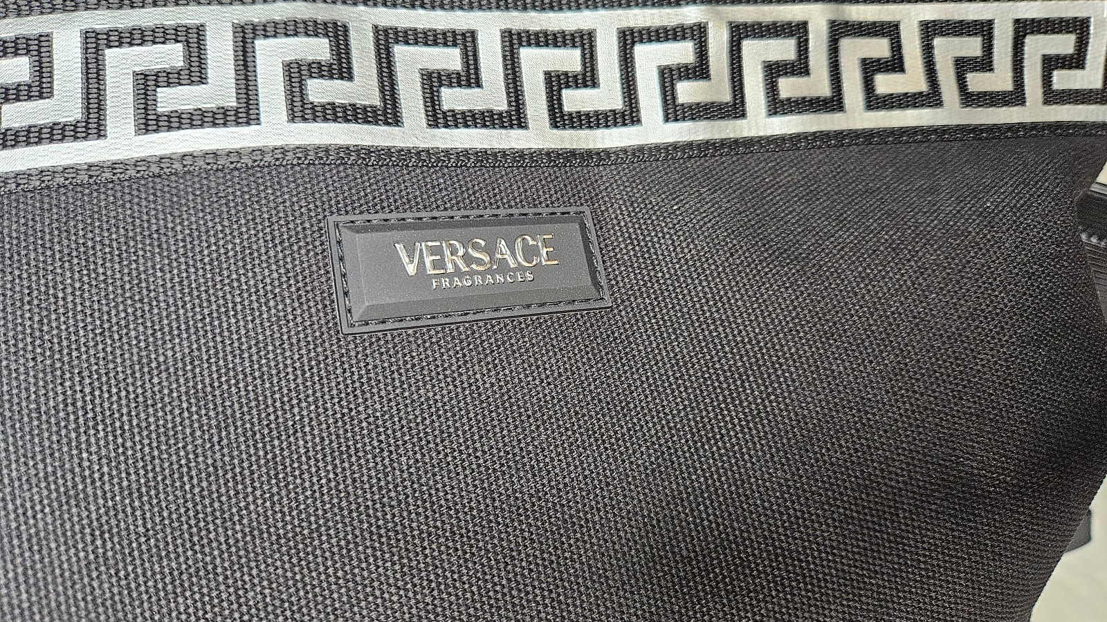 Versace Institutional Messenger Bag Black Canvas Unisex Mens Travel Carry On NEW