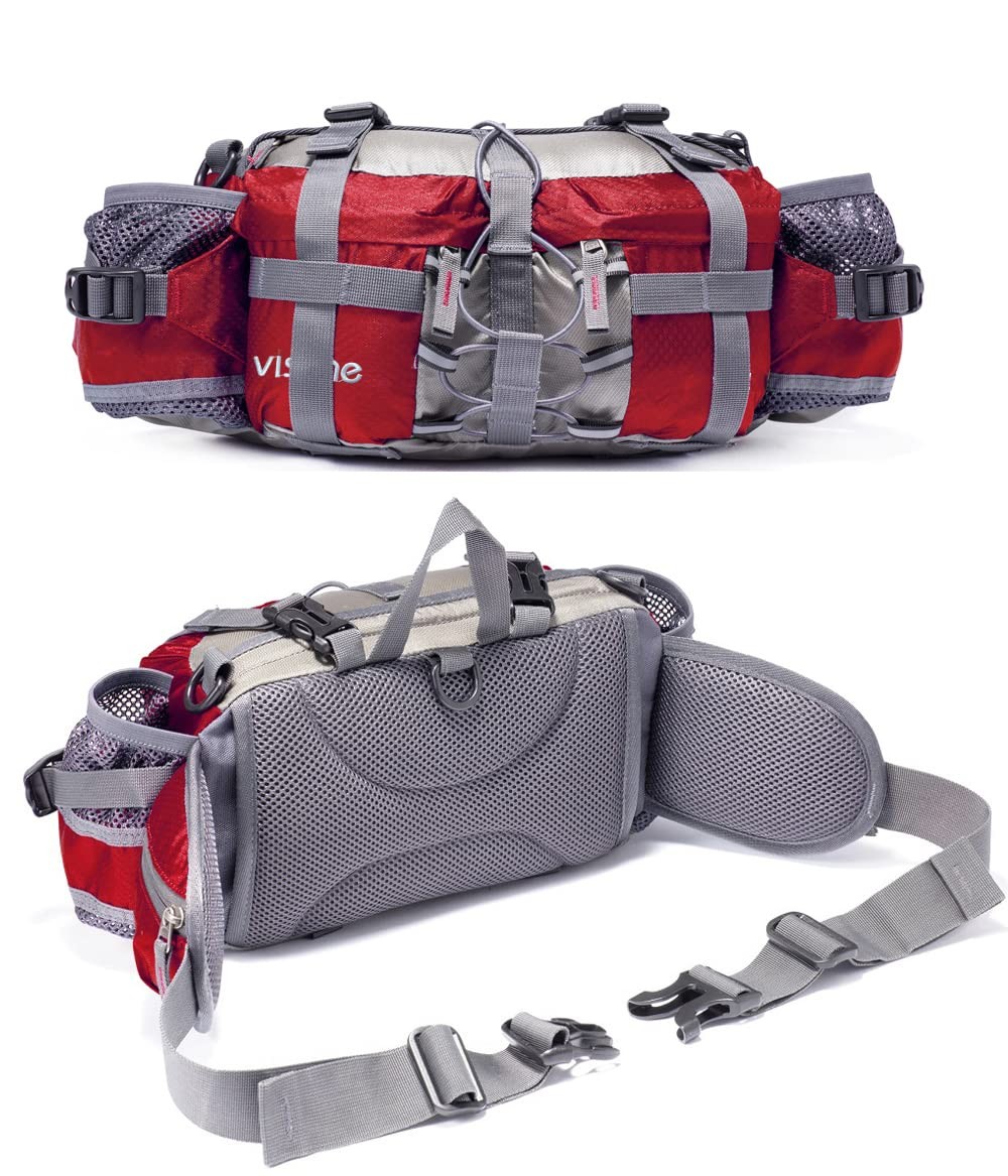 VISCNE Outdoor Fanny Pack Hiking Fishing Waist bag 2 Water Bottle Holder Lumb…