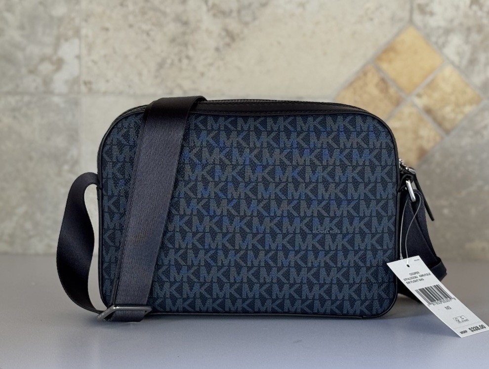 MICHAEL KORS COOPER EAST WEST SHOULDER CROSSBODY FLIGHT BAG ADMIRAL/PALE BLUE