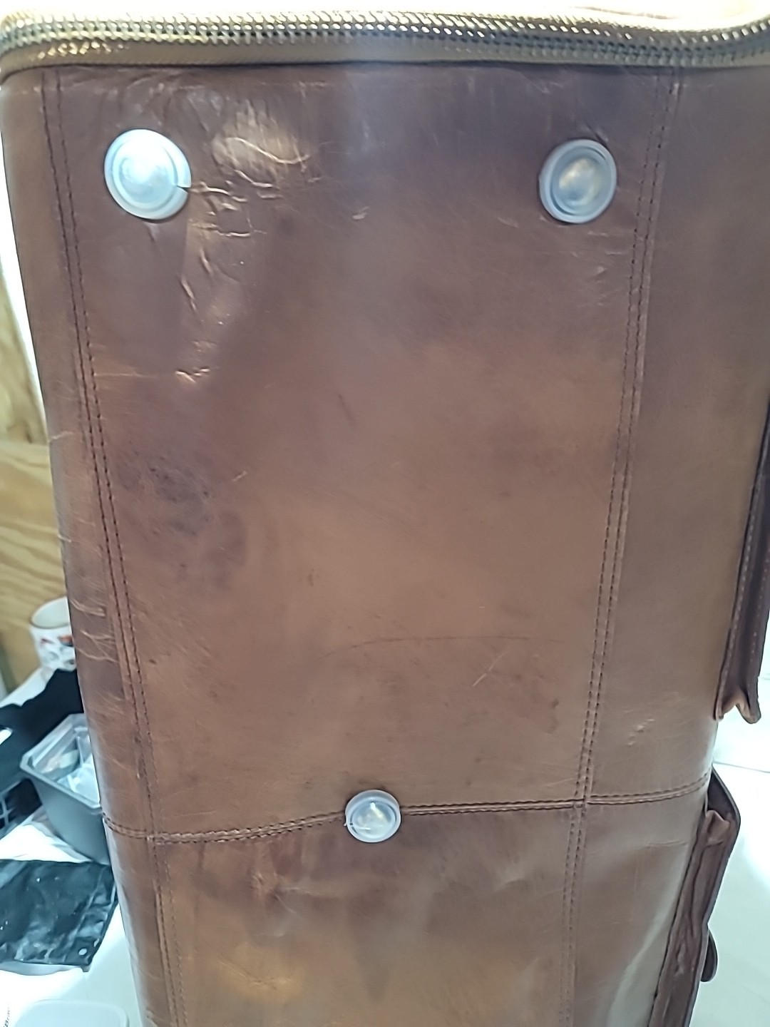 Rawlings Frankie Leather Duffle Bag Cognac Luggage Travel Weekender