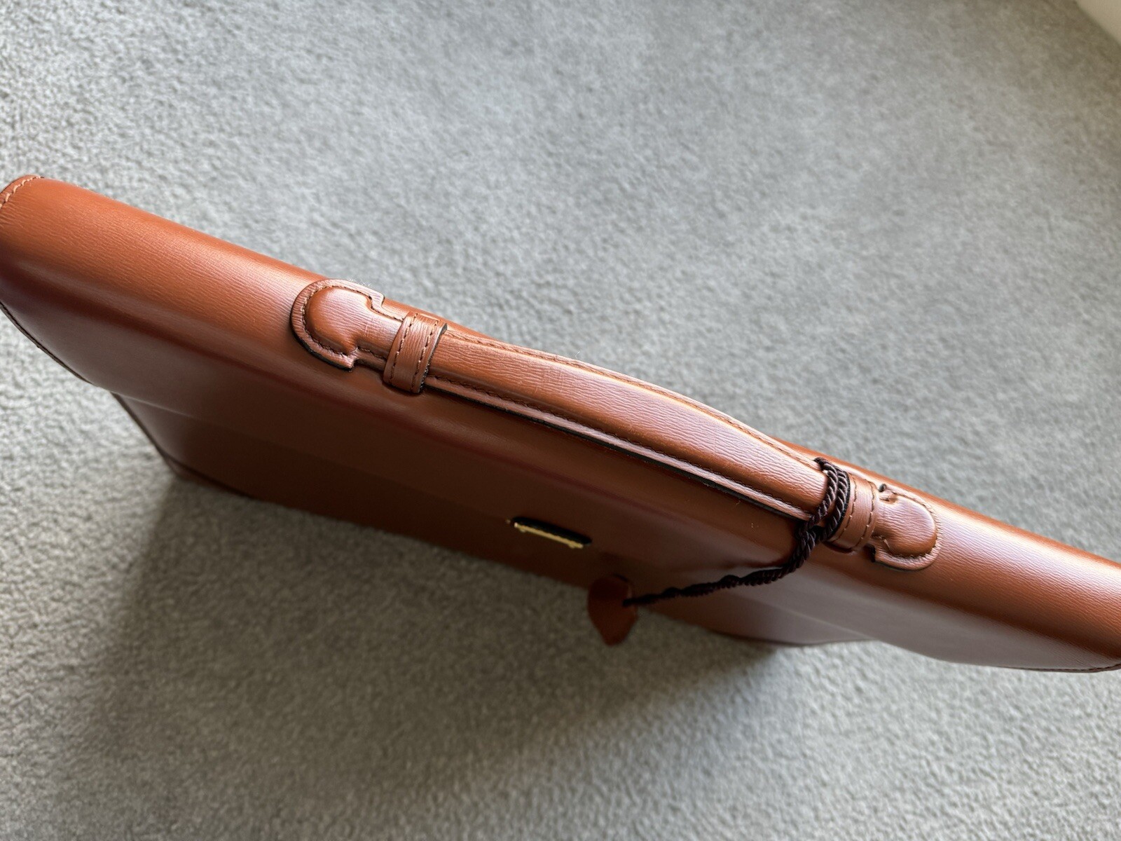 LOEWE Brown Leather Briefcase Document Laptop Bag with Lock & Key Spain