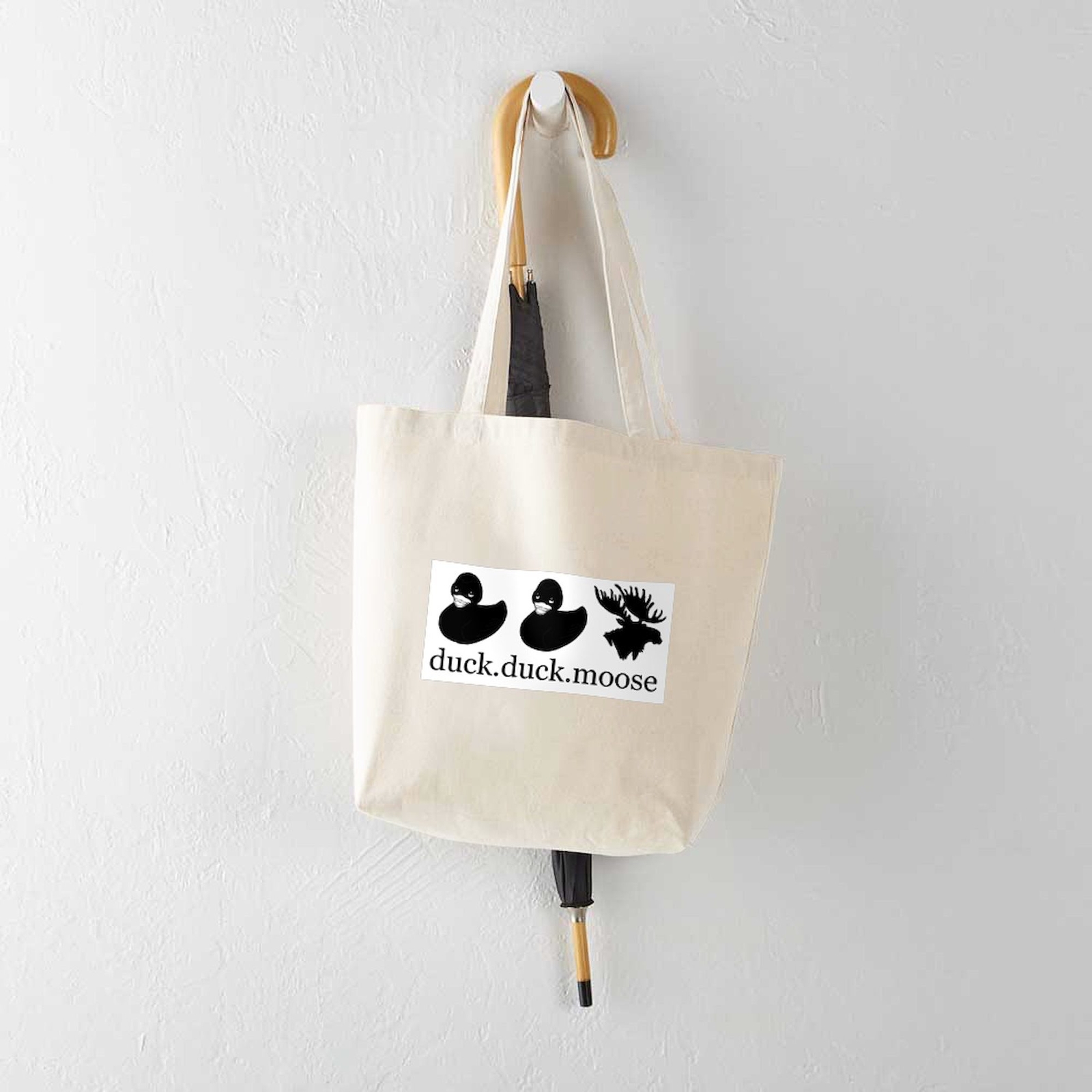 CafePress Duck Duck Moose Natural Canvas Tote Bag, Cloth Shopping Bag (65744394)