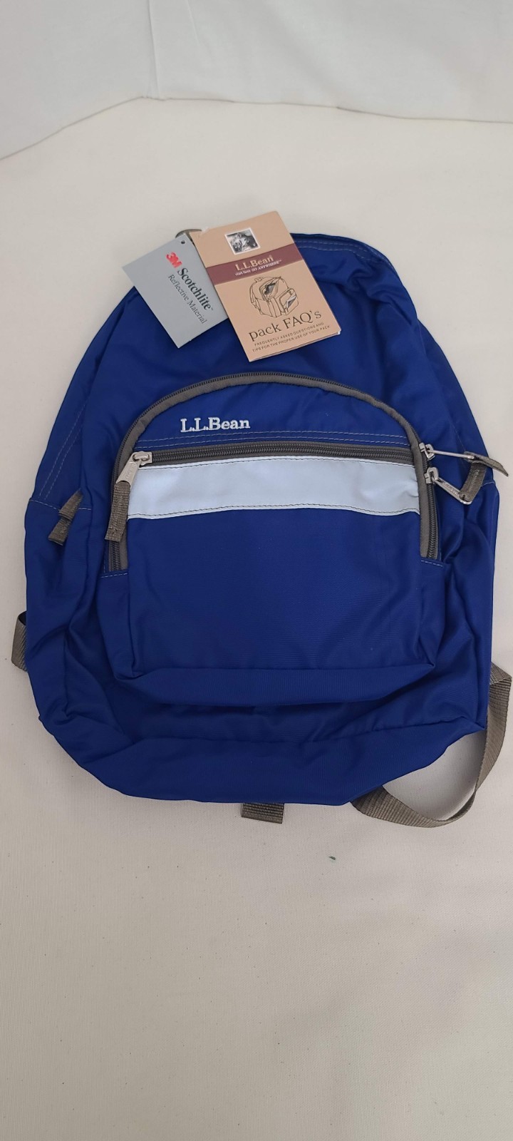 Vtg 90s Retro LL Bean Adult Backpack Reflective Nylon Royal blue Brandnew