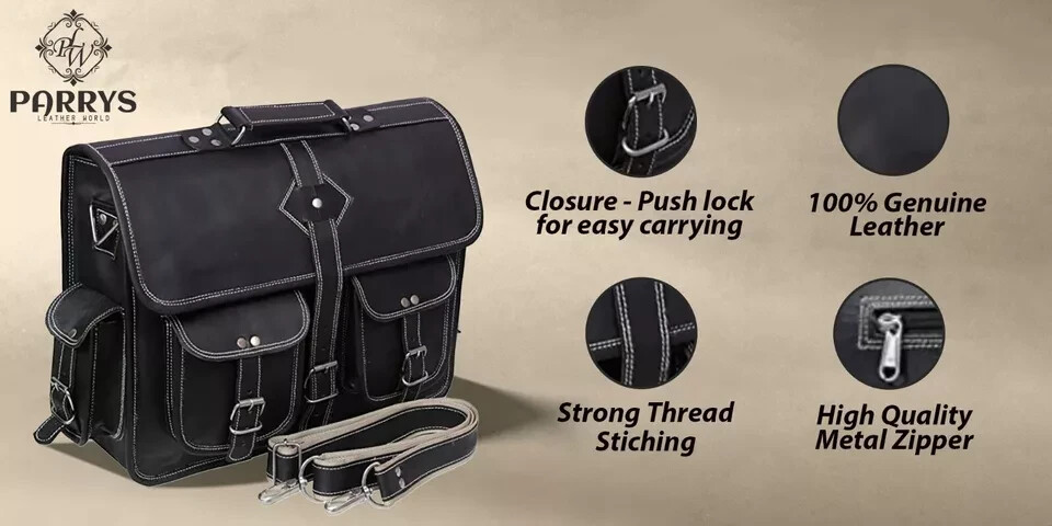 Classic Vintage Leather Messenger Bag – Unisex Satchel for Laptop & Briefcase