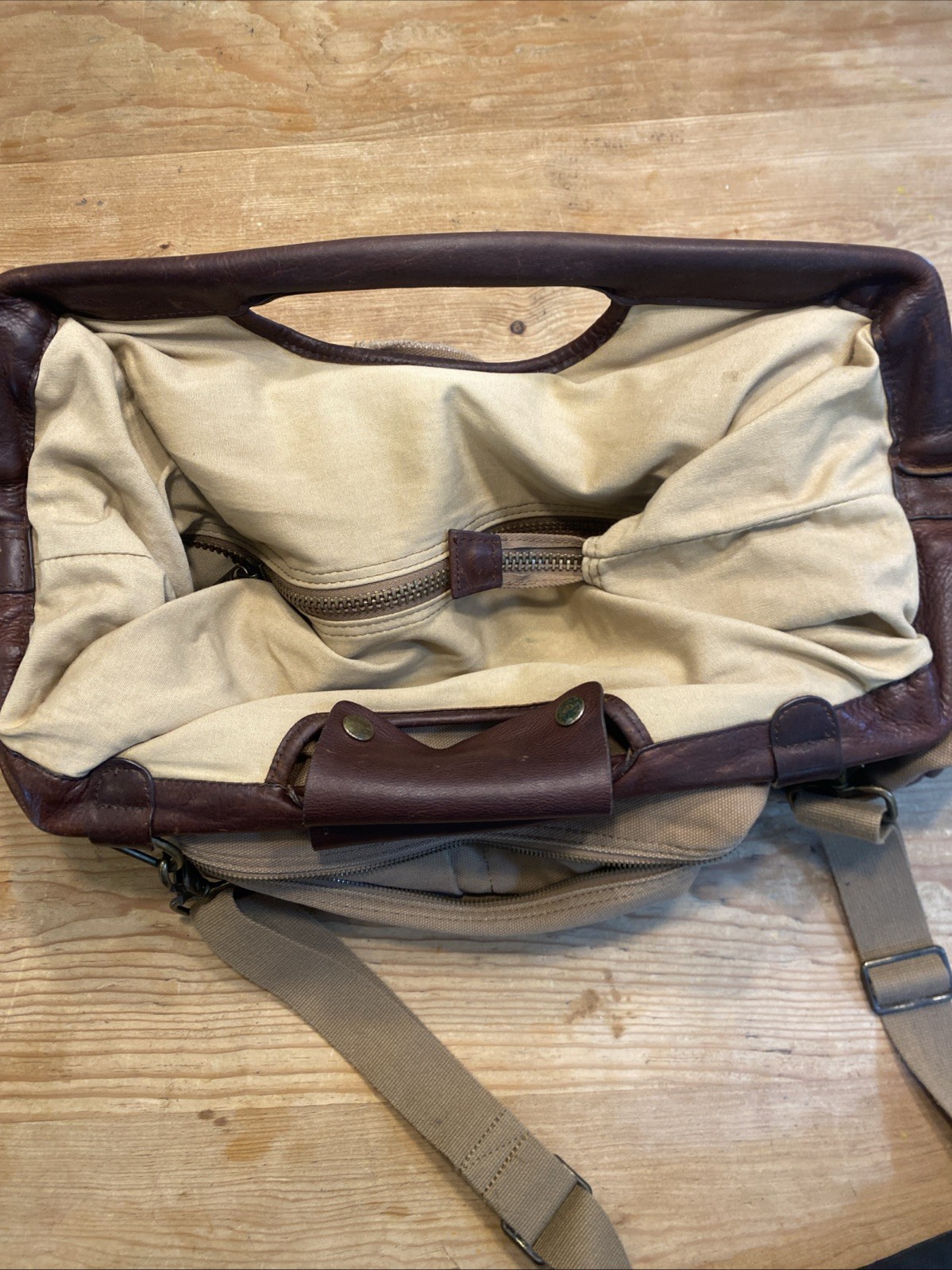Vintage Duluth Trading Postmaster Tote Bag Canvas Leather w Shoulder Strap