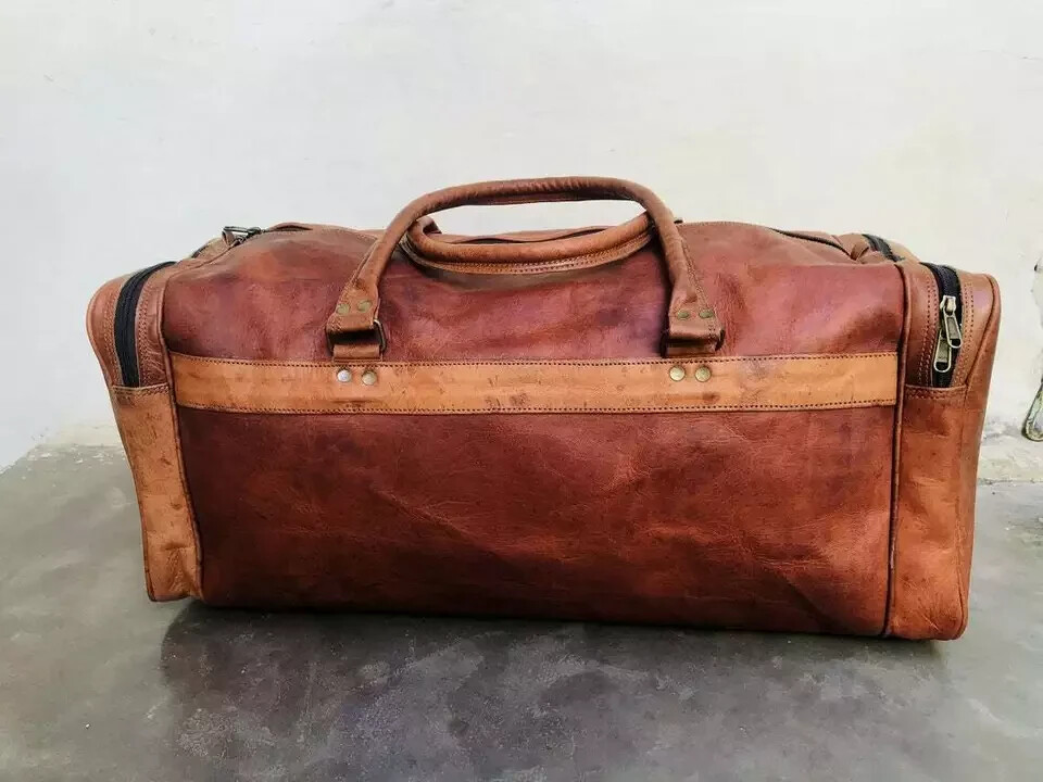 30″ Genuine Leather Very Large Vintage Duffel Travel Gym Weekend Overnight Bag