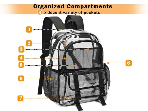 Clear Backpack, Large Clear Bag Stadium Heavy Duty PVC Transparent See Throug…