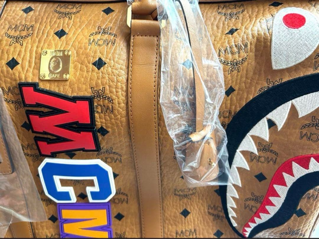 MCM A BATHING APE Boston Bag Rare Vintage Collaboration 50cm
