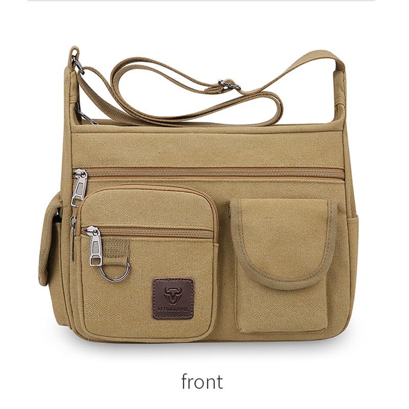Canvas Shoulder Bag Men Sling Messenger Bag Vintage Crossbody Military Satchel M