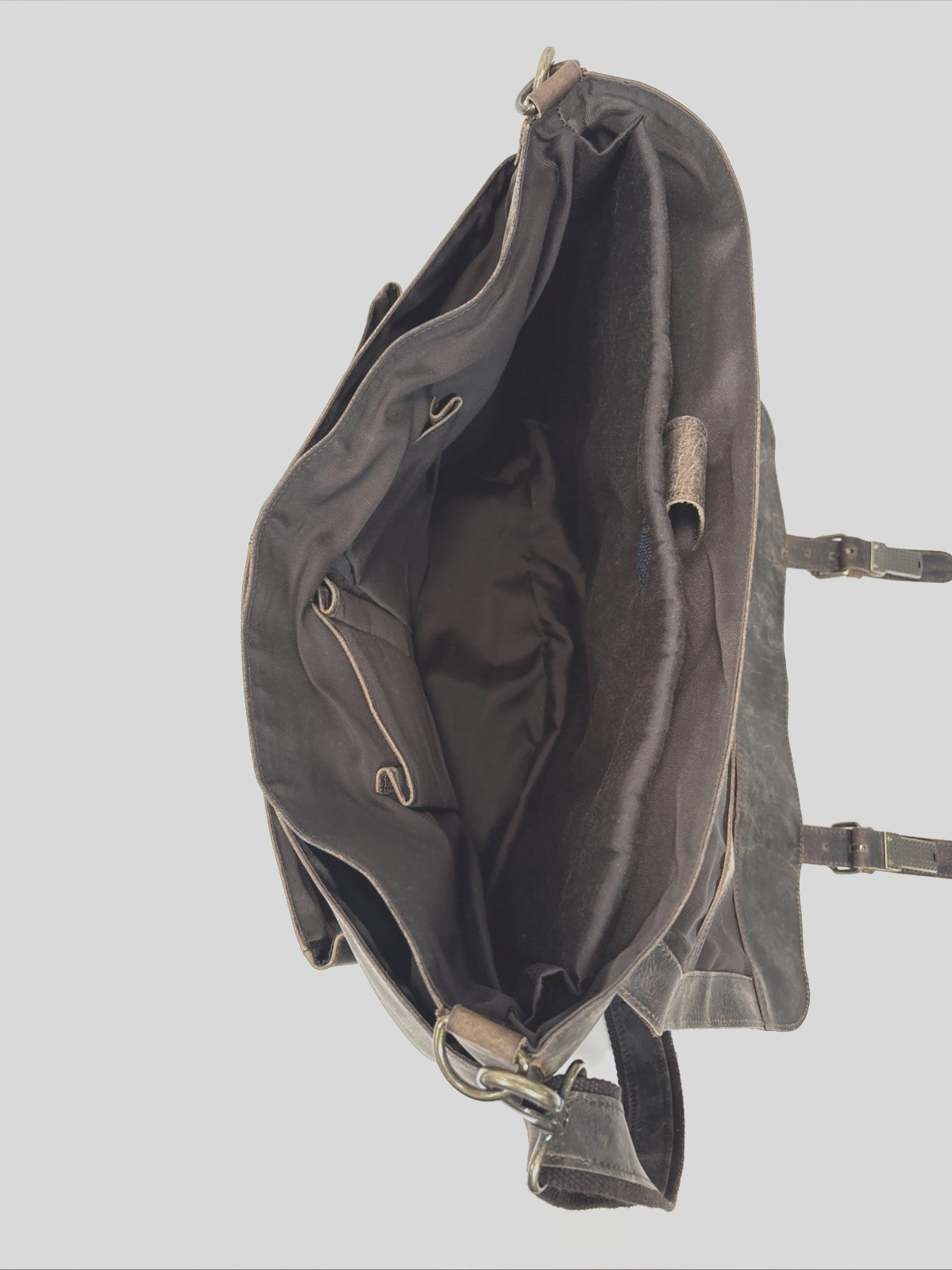 Komalc Brown Distressed Leather Briefcase Messenger Bag Shoulder Strap Bag