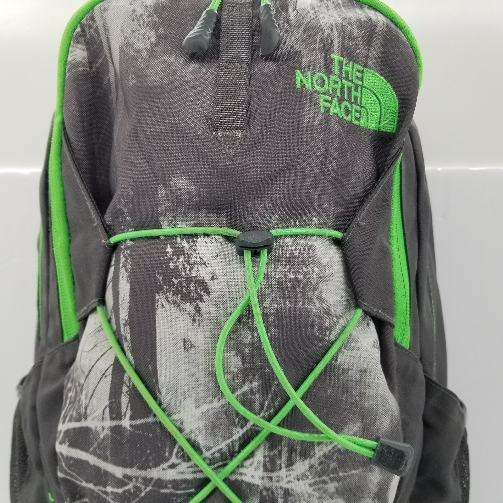 North Face Jester 28 Liter Black Green School Hiking 18 Inch Backpack