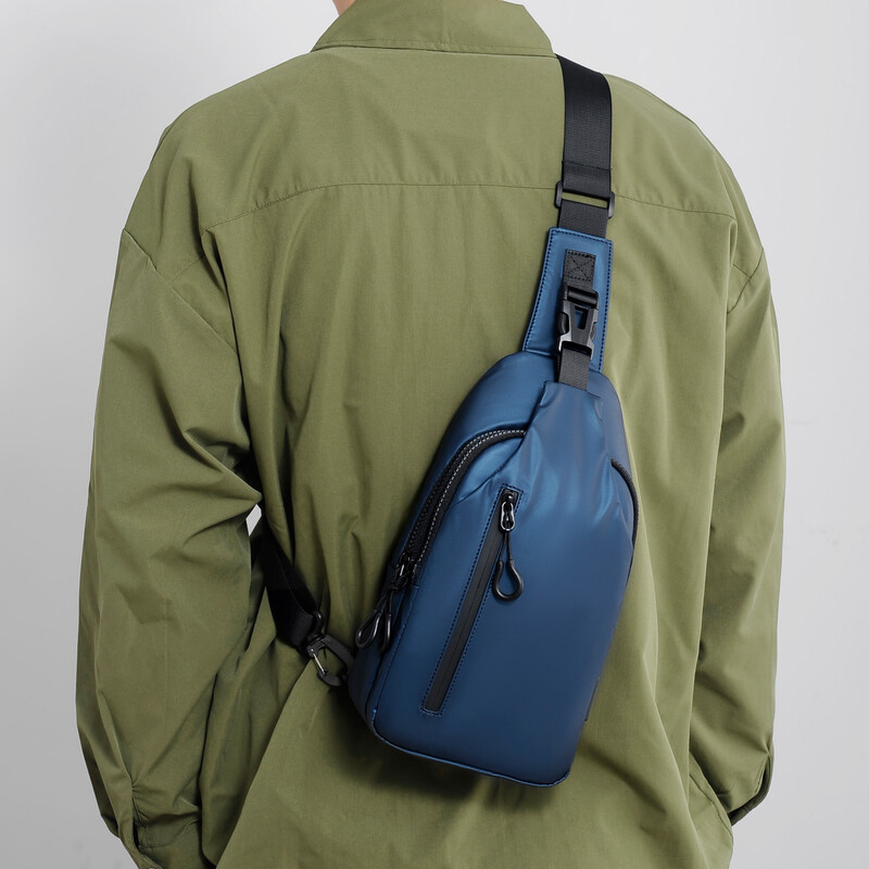 Men’s Crossbody Bag Large Capacity Zipper Front Pack Adjustable Sports Bag Gift
