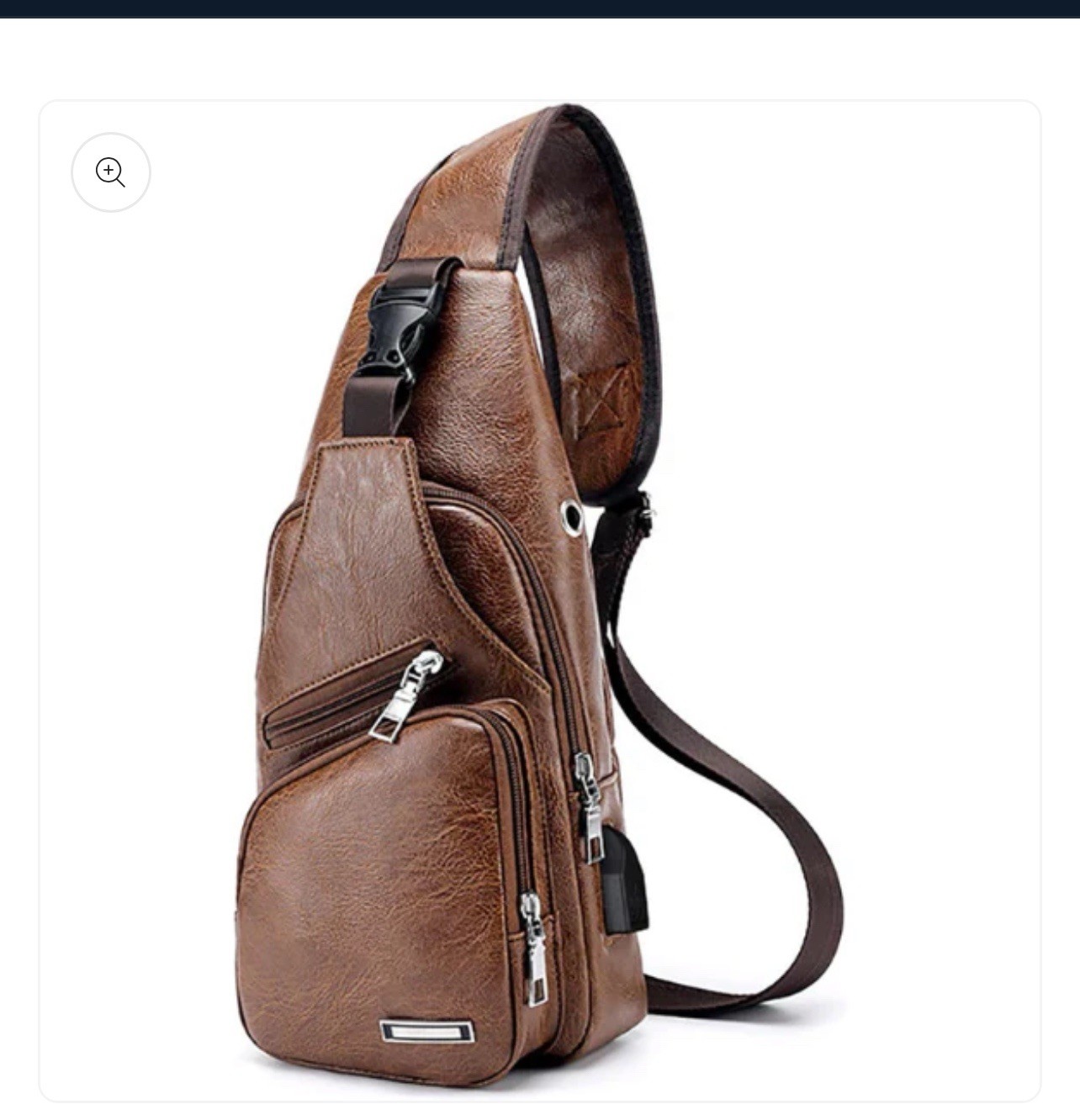 Brown Chest Crossbody Bag Sling Backpack for Men with USB Charge Port
