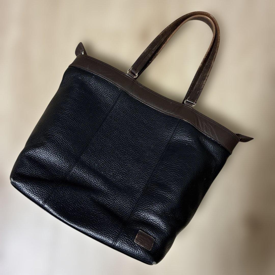 Authentic Yoshida Kaban PORTER BLEND Leather Tote Bag Black 37cm x 31cm x 15cm