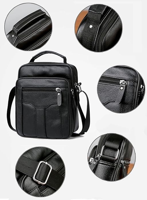 Men’s Genuine Leather Messenger Bag Crossbody Sling Bag for Casual Business Work