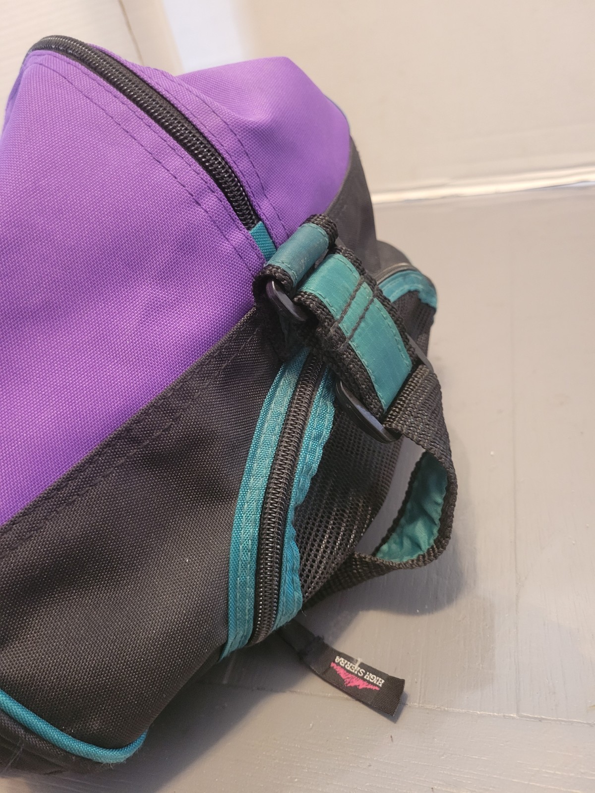 High Sierra Canvas Duffle Gym Travel Bag Purple Teal Vintage 1990s