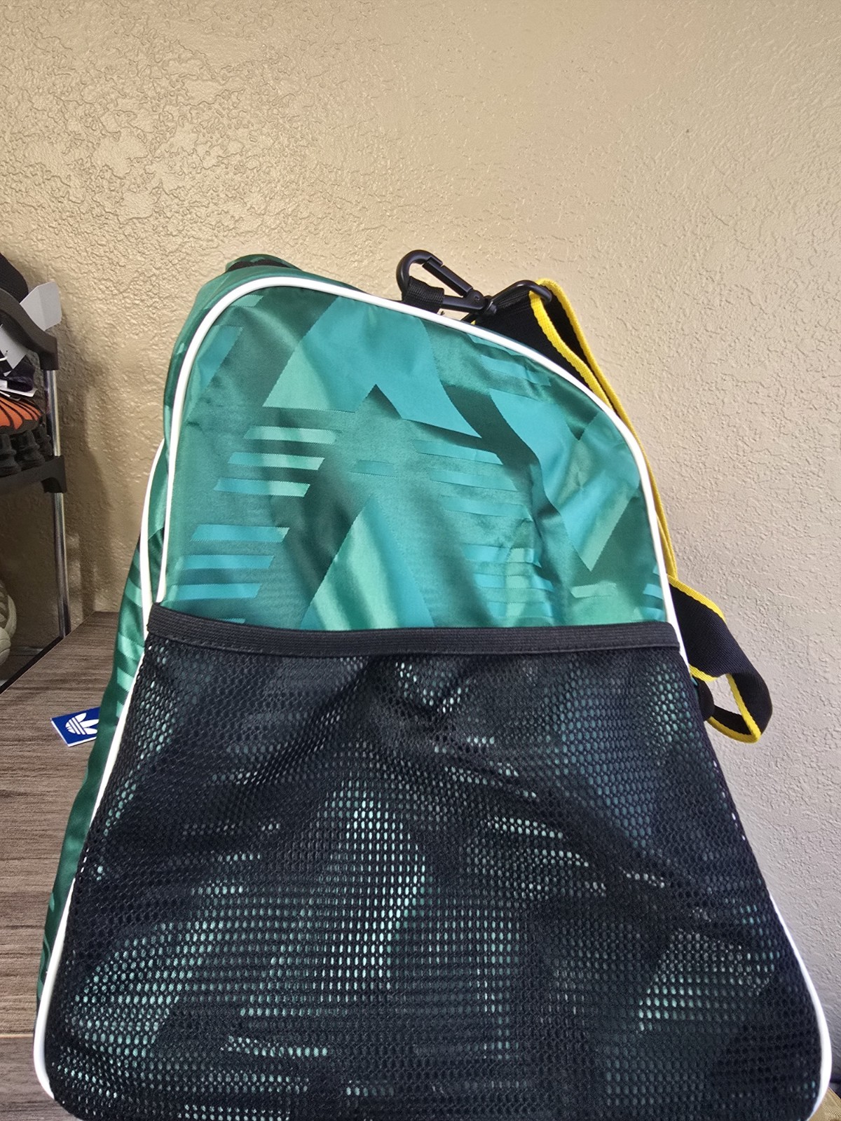 $90…Adidas Soccer Inspired Large Duffle Bag Green/White-Yellow. KE2315….