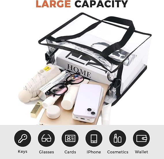 Team Clear Zipper Messenger Tote Bag (Stadium Security approved )
