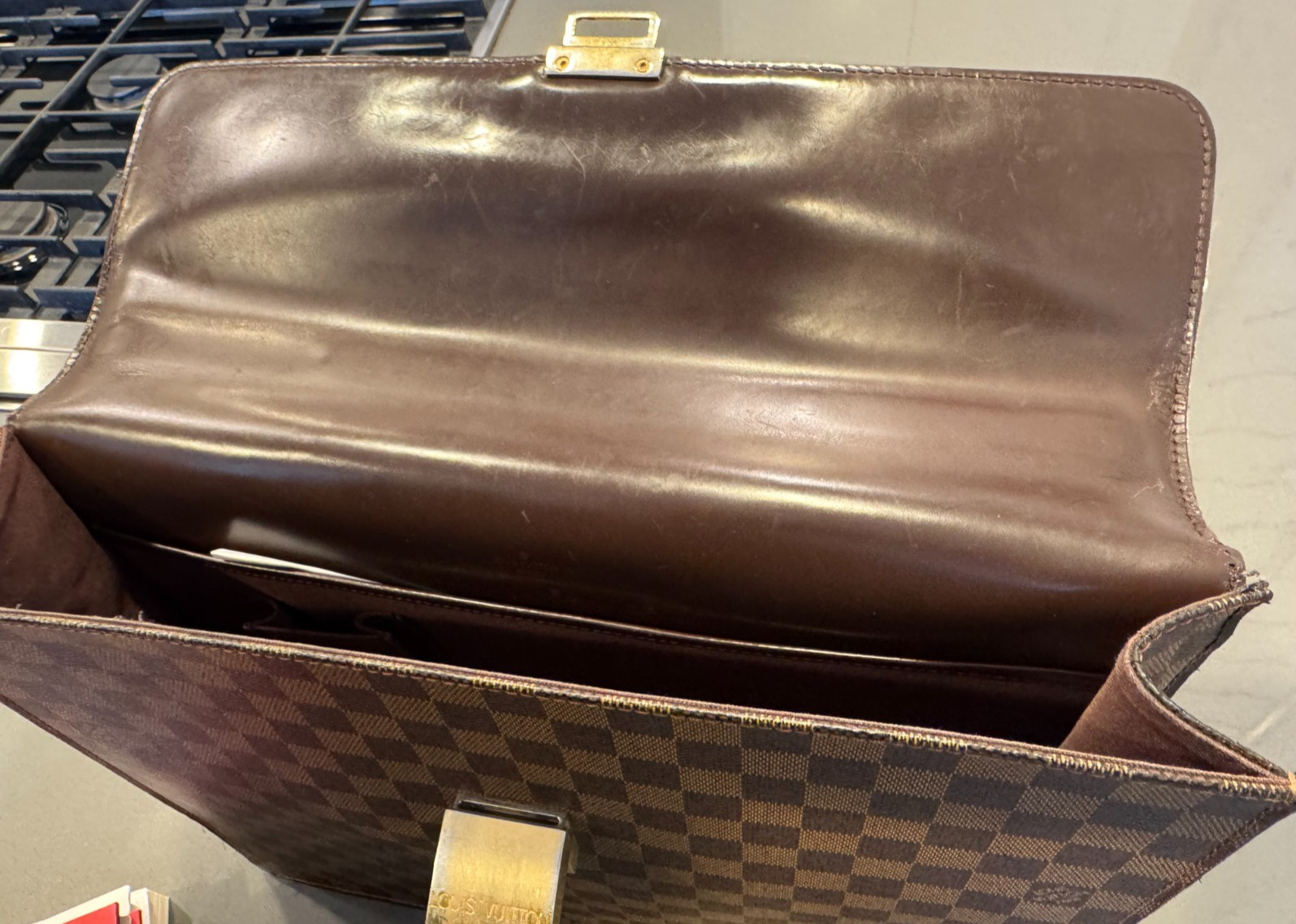 Louis Vuitton Damier Ebene Brown Leather Briefcase Vintage
