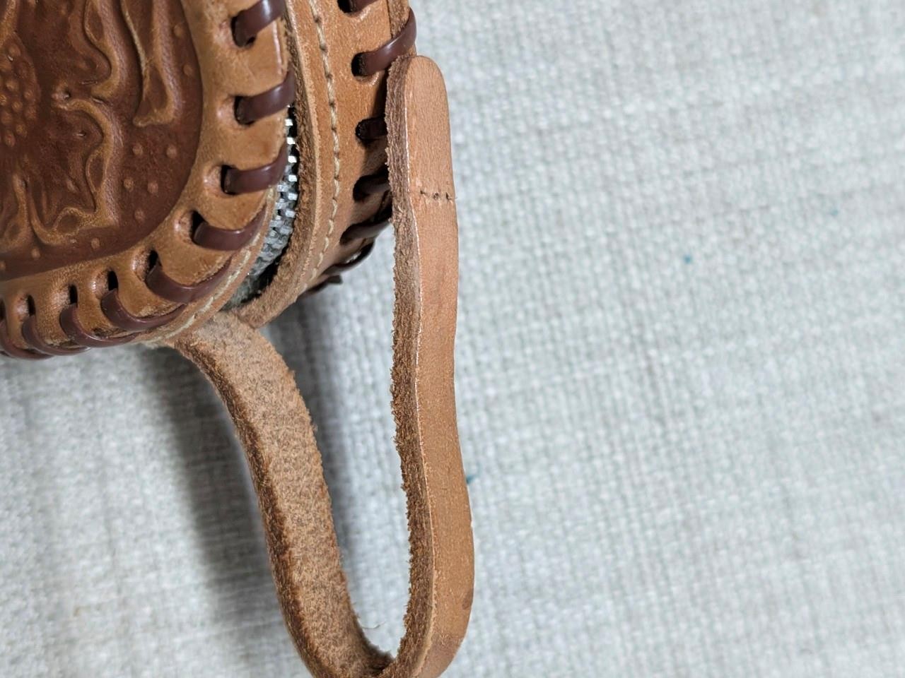 vintage TOOLED coin pouch WESTERN handcrafted leather 4″ floral COWBOY saddlebag