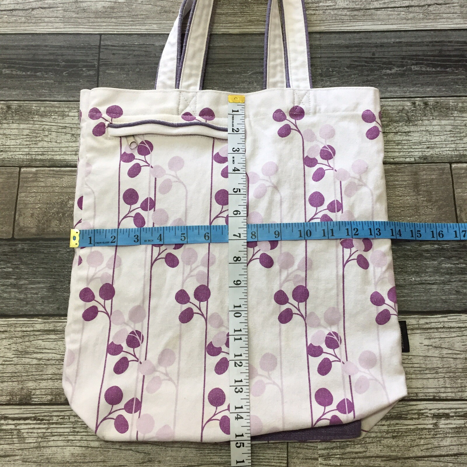 Mixx Tote Bag Canvas Shopper Floral White & Lavender (Read Details)
