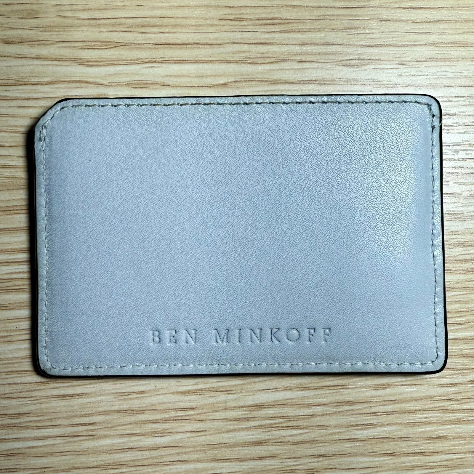 Ben Minkoff Rebecca Elephant Gray Leather Card Case Holder Wallet Luxury Striped