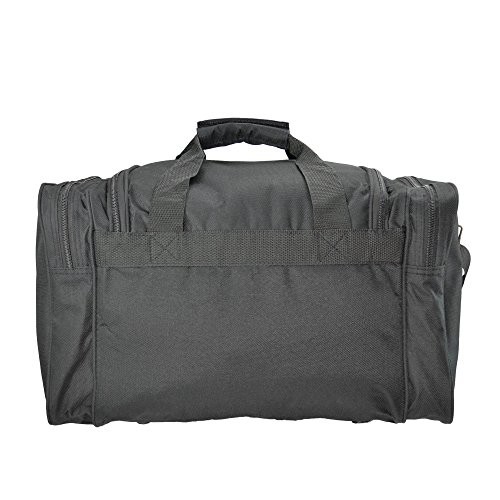 Medium Black Polyester Duffel Bag with Mesh Pockets and Shoulder Strap 17x9x9