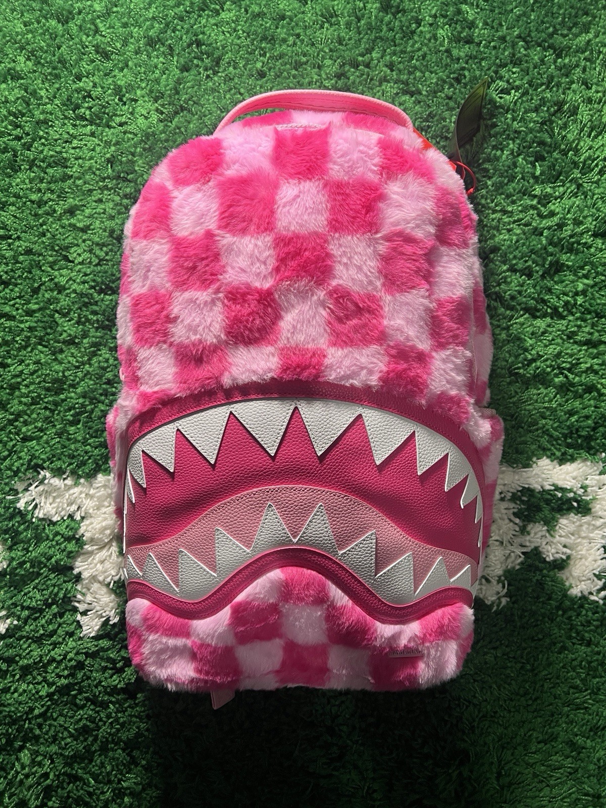 Sprayground Furzilla Shark Pink Check Backpack BRAND NEW