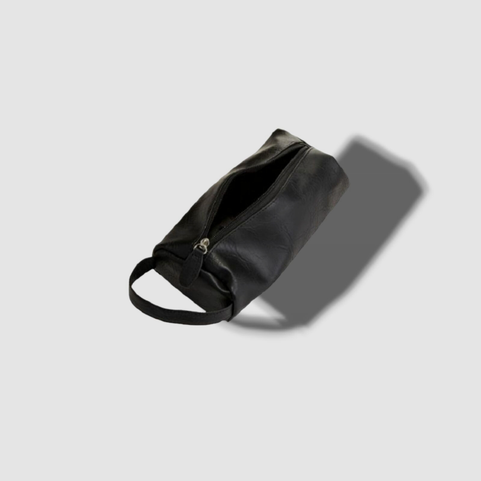 $195 Perry Ellis Mens Toiletry Travel Hanging Shave Kit Zip Saddle Black Bag
