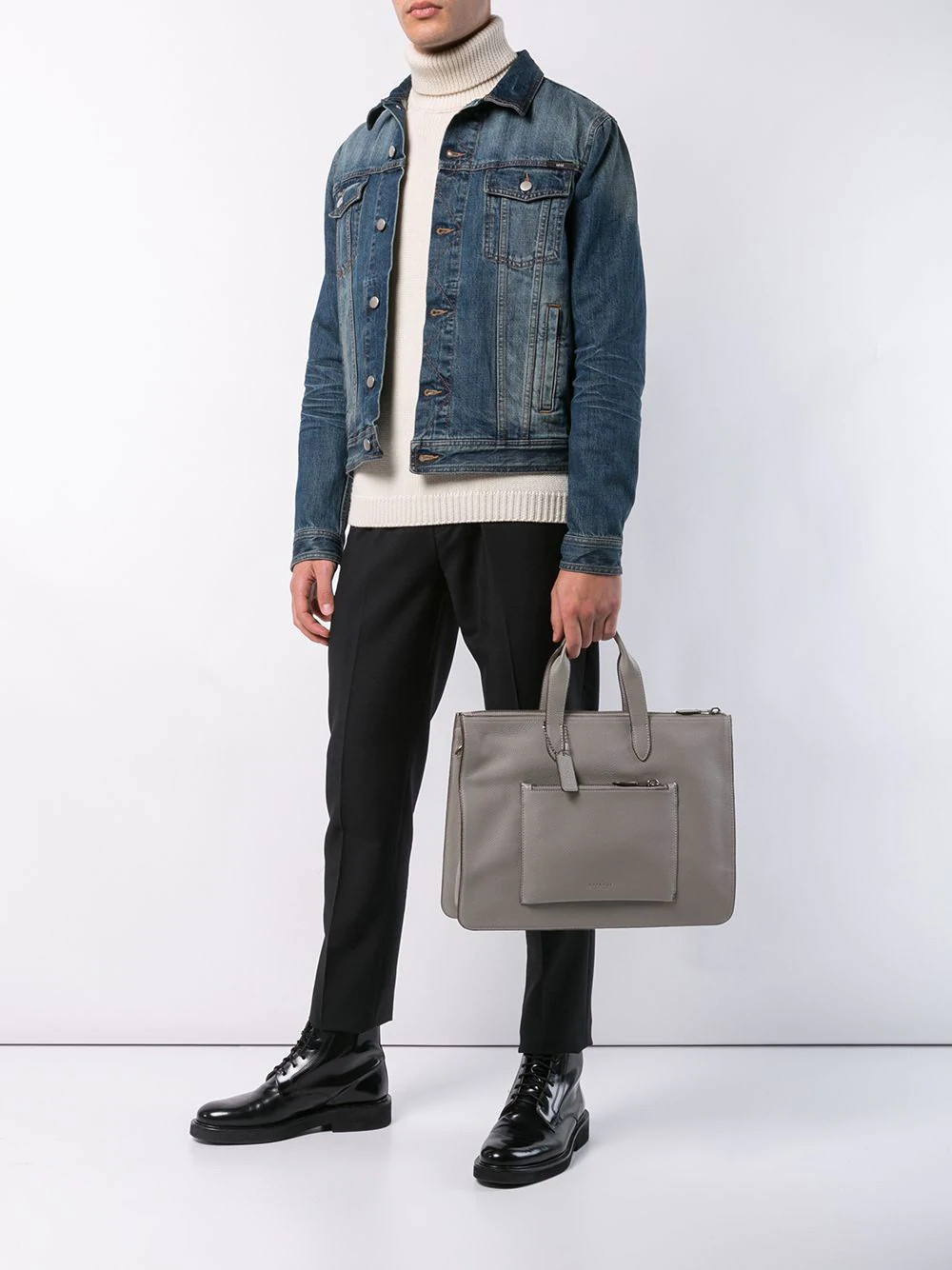 Coach Men’s Metropolitan Pebble Leather Heather Grey Soft Briefcase 32249