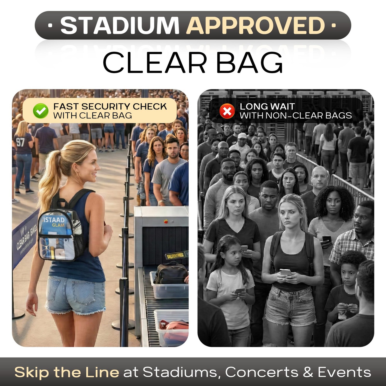 Clear Backpack Stadium Approved, Clear Bag 12 x 6 x 11 in, Small Transparent …