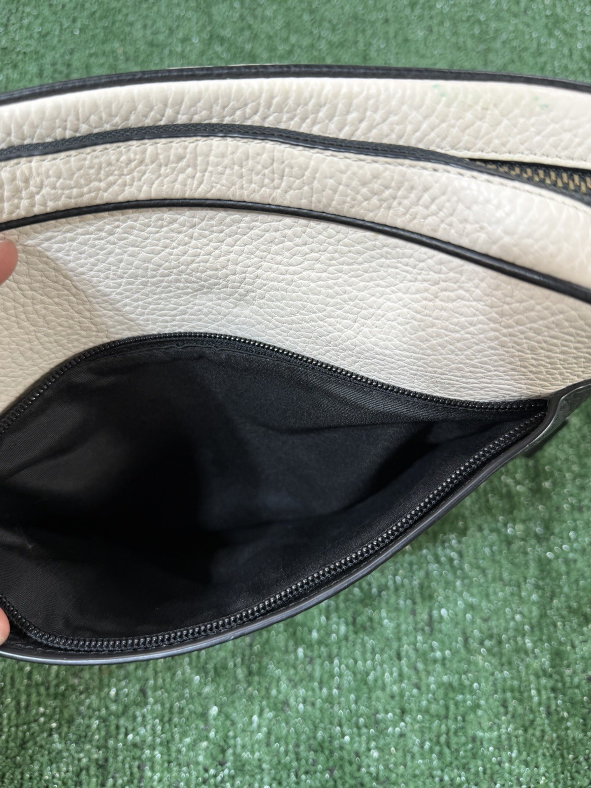 COACH Charles Black / Ivory Pebbled Leather Camera Crossbody Bag F26077