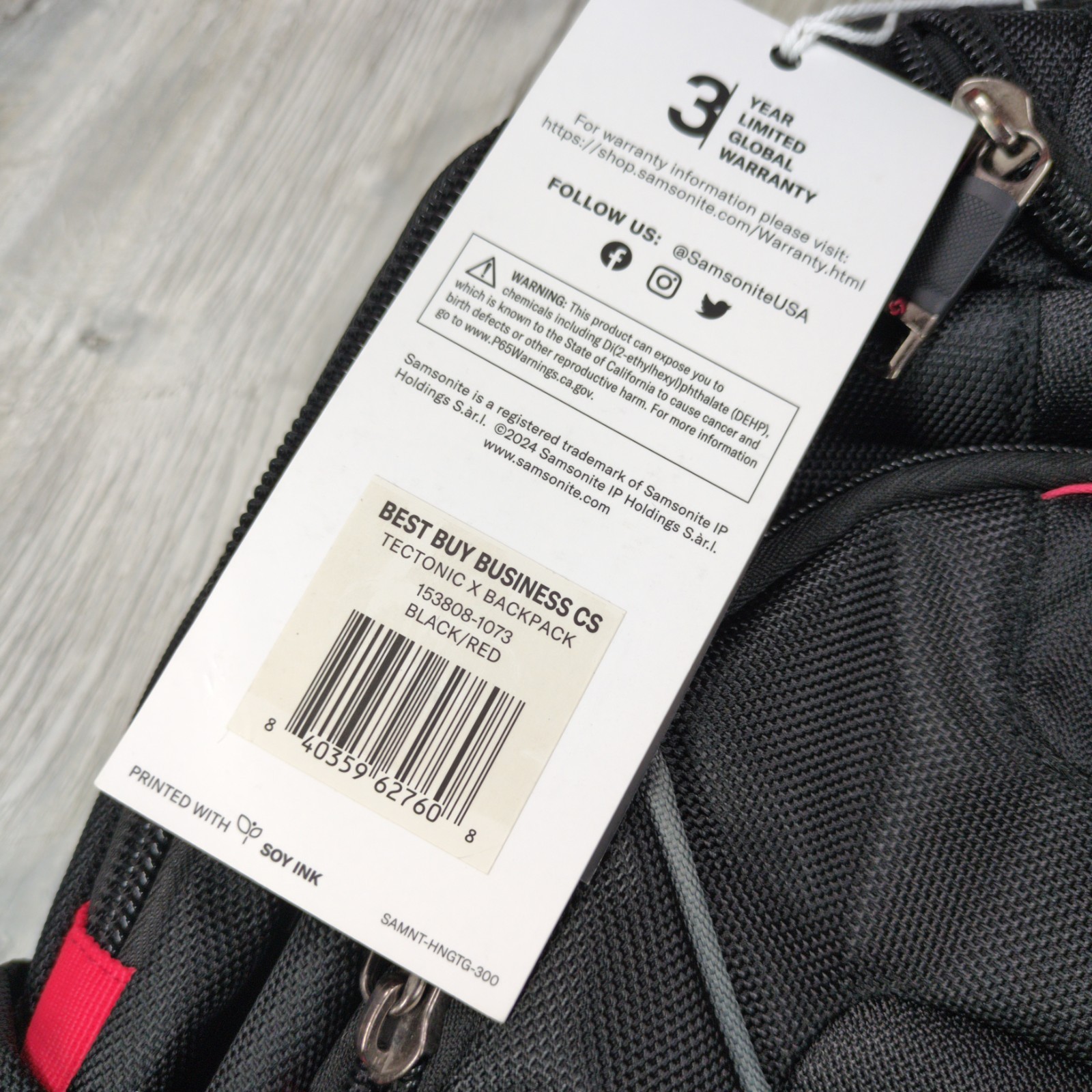Samsonite Tectonic X 17″ Laptop Backpack Black/Red (19″ x 13″ x 8″) New